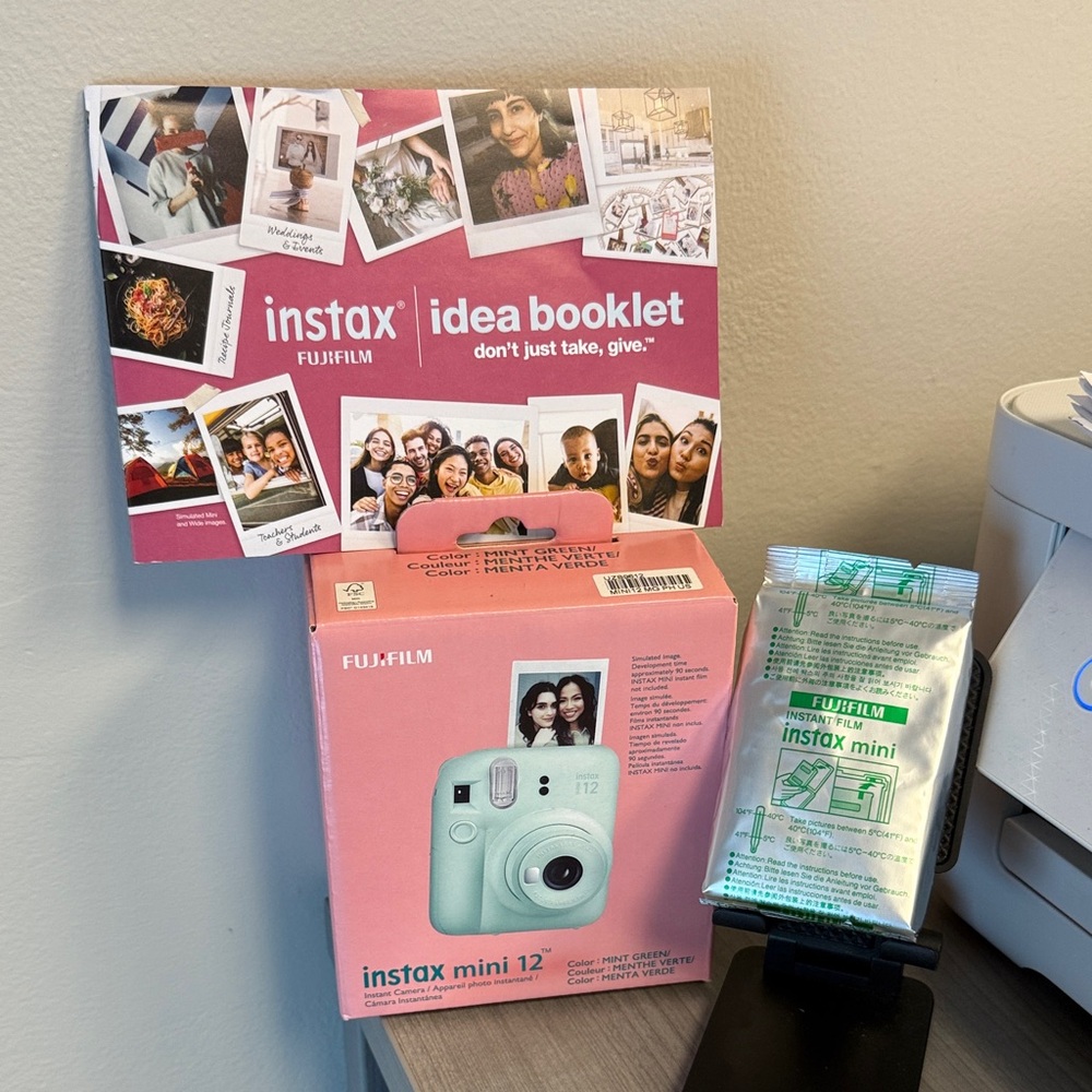 Mint Green Instax mini 12 camera bundle